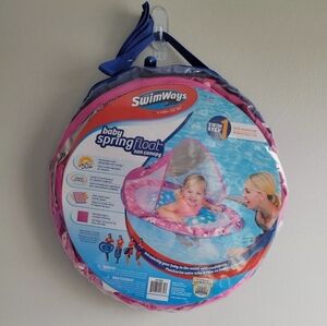 NEW SwimWays Baby Spring Float with Removable Sun Canopy | 9-24 Months | PINK